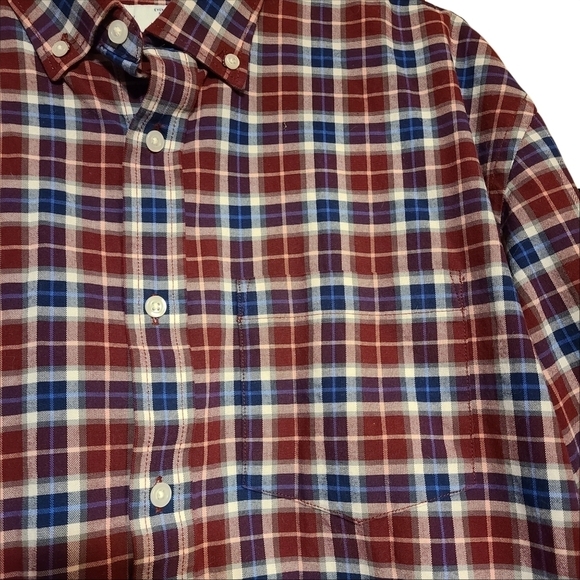 Old Navy XXL red blue plaid buttoned down long-sleeved shirt westerncore - Picture 3 of 14